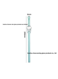 Long Bored Silicone Straw Cat Mouth Colorful Glass Straw Cartoon High Borosilicate Glass Creative Milk Tea Beverage Straw-Color:lake Green