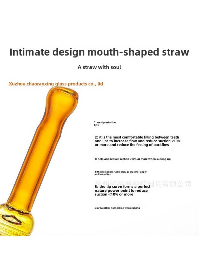 Generic - Long Bored Silicone Straw Cat Mouth Colorful Glass Straw Cartoon High Borosilicate Glass Creative Milk Tea Beverage Straw-Color:lake Green - Image 1