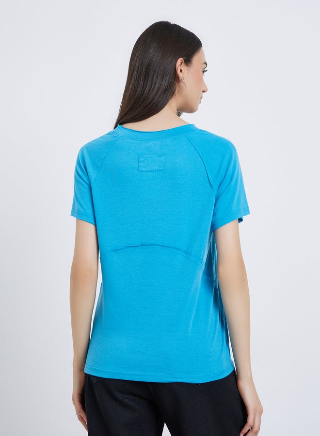تايك تو تي شيرت نسائي أزرق بياقة مستديرة - Image 4