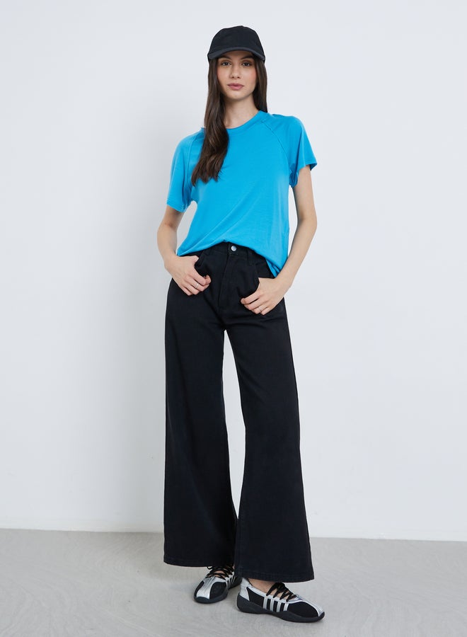 تايك تو تي شيرت نسائي أزرق بياقة مستديرة - Image 2