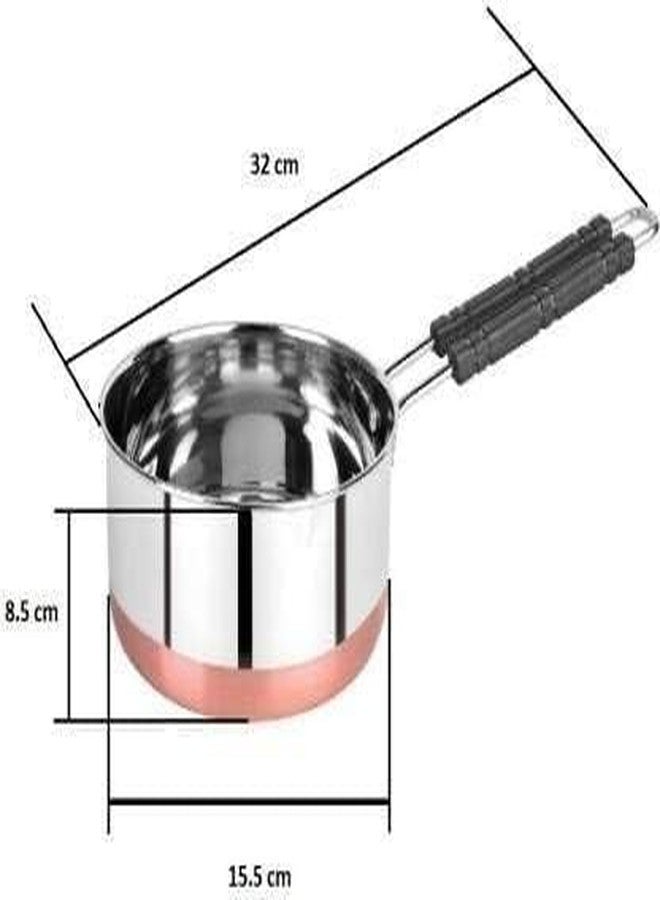 ASTECH INDIA Stainless Steel Copper Bottom Tea Maker Milk Coffee pan Sauce Pan, Flat Base Sauce Pan, Tea Pan, Milk Pan Tapeli Patila, Sauce Pot (1500 Ml) - Image 4