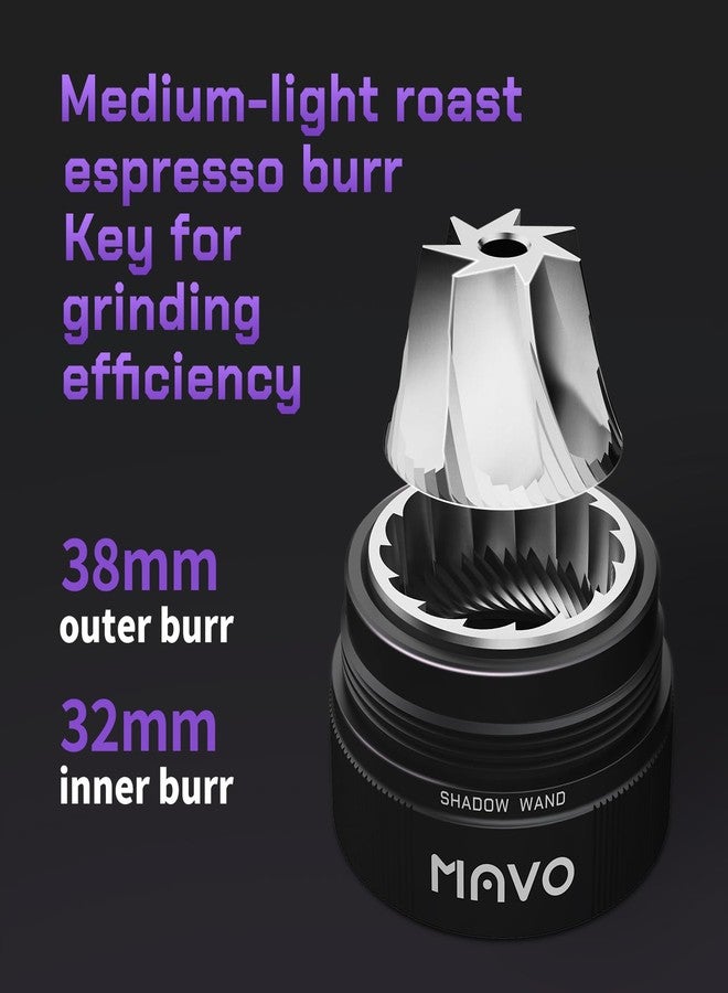 MAVO Manual Coffee Grinder, Shadow Wand Hand Coffee Grinder, Capacity 25g with CNC Stainless Steel 7-Axis Conical Burr, Adjustable Setting, Burr Coffee Bean Grinder for Pour Over, Espresso (Black) - Image 4
