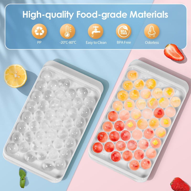 WIBIMEN Ice Cube Tray with Lid and Bin - Round Ice Trays for Freezer with Lid - Ice Cube Trays for Freezer with Ice Container (0.8"-2PACK White) - Image 2