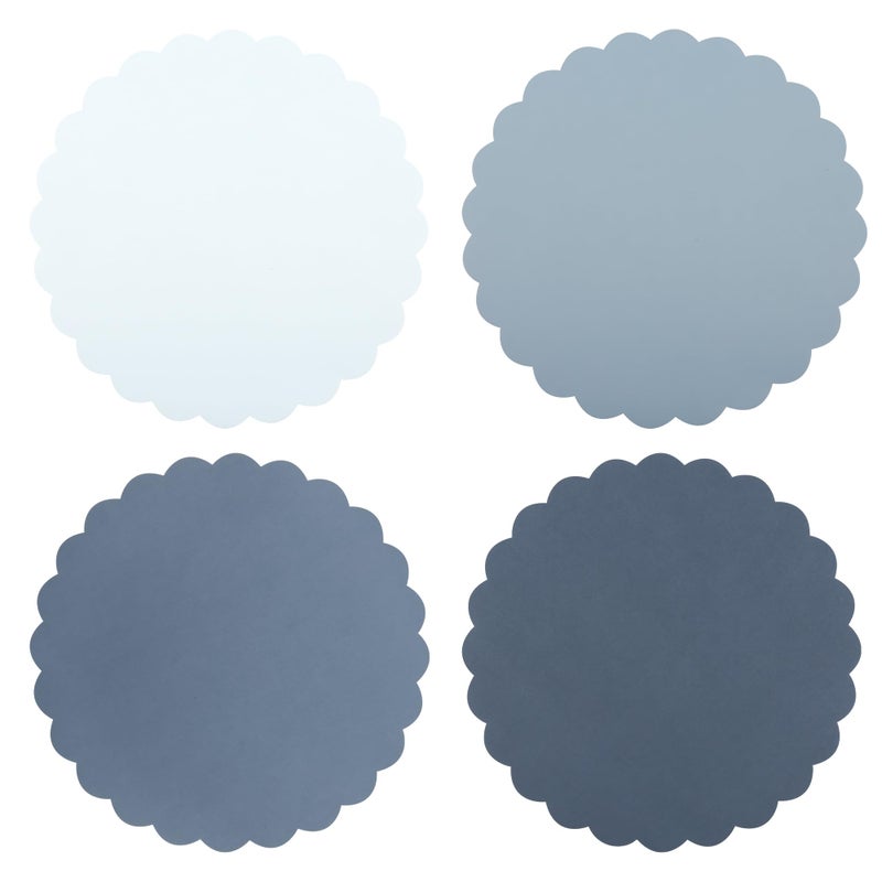 AimFun 48Pcs Dusty Blue Paper Placemats Gradient Color Scalloped Disposable Place Mat 4 Colors 13 Inch Paper Cutouts for Wedding Banquet Birthday Pool Party Supplies (Dusty Blue) - Image 1