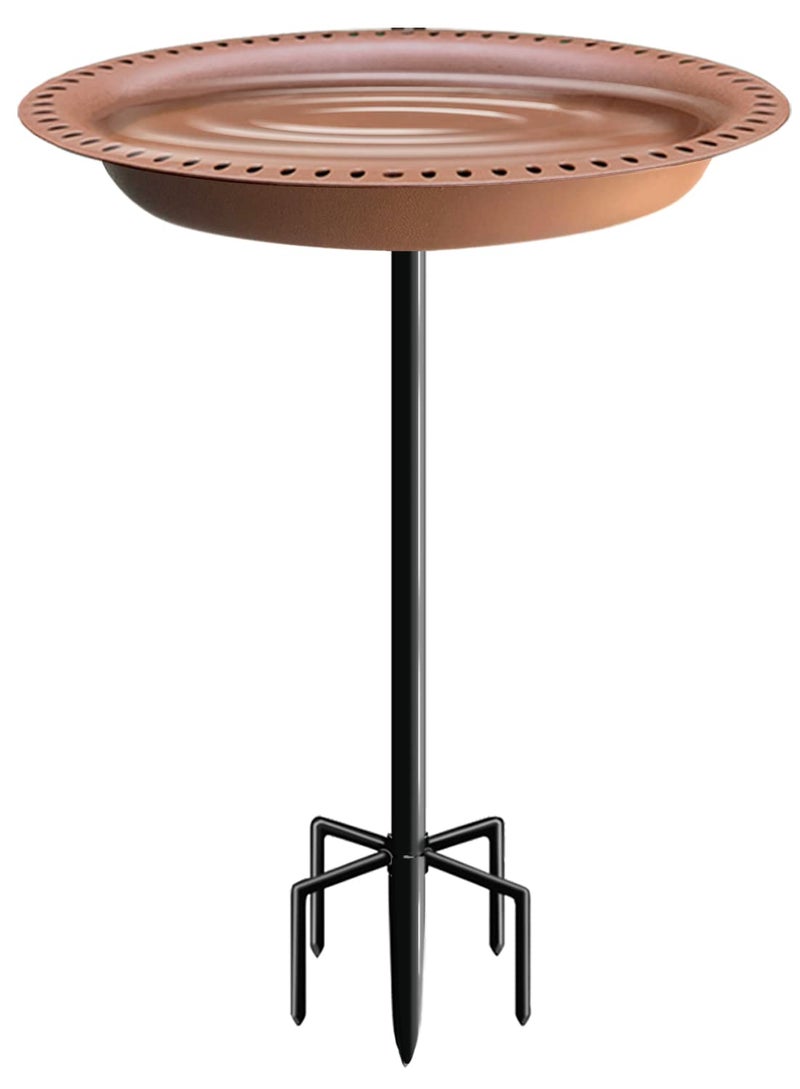 Garbuildman Upgraded 5-Prong Base Bird Bath with Metal Stake, Detachable Decoration Bowl Spa & Freestanding Birdfeeder for Outdoor Garden, Oval Style, Brown - Image 1