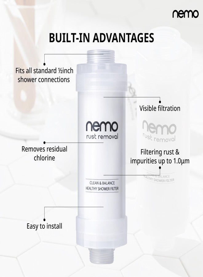NEMO Rust Removal Shower Filter | Made in South Korea | Visible Melt-Blown Sediment Filter (1.0µm) | Removes Residual Chlorine, Rust, Heavy Metals & Larvae | Cleaner Shower Water for Skin & Hair - Image 5