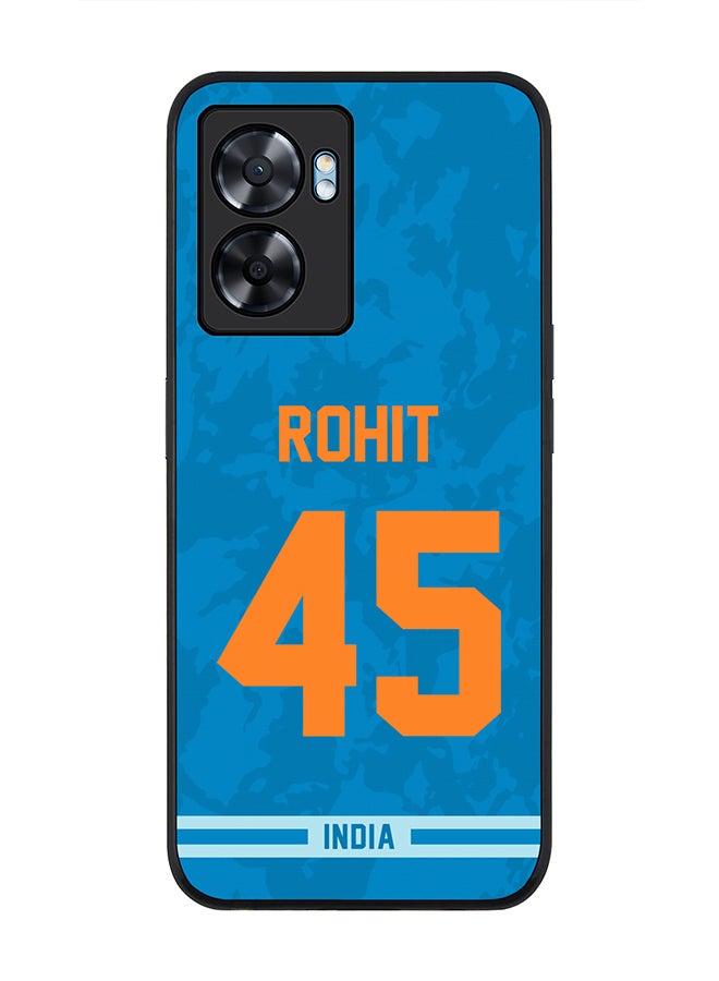 Stylizedd Rugged Black Edge Case for Oppo A57, Slim fit Soft Case Flexible Rubber Edges Thin Cover - Player Name - Rohit Sharma, Jersey Number- 45 - Image 1