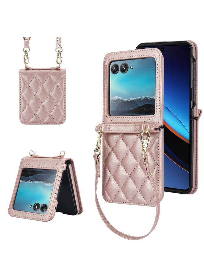 اس-توب جراب لهاتف Motorola Razr 40 Ultra ذو نسيج معيني مع حبل طويل وقصير - Image 1