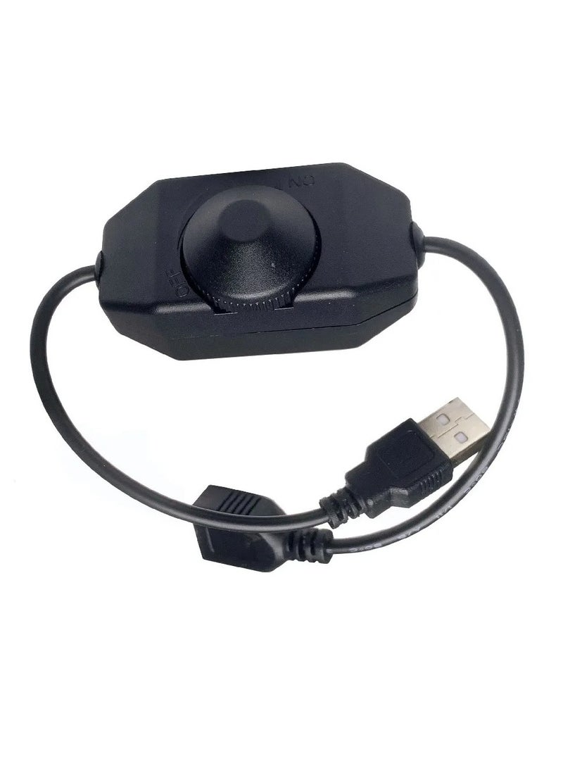 مفتاح تعتيم ضوء شريط LED، موصل تحكم التبديل لضبط السطوع، سلك تمديد USB أنثى إلى ذكر مع وحدة تحكم مفتاح دوار لأضواء شرائط LED، (مقبض USB أسود) - Image 1