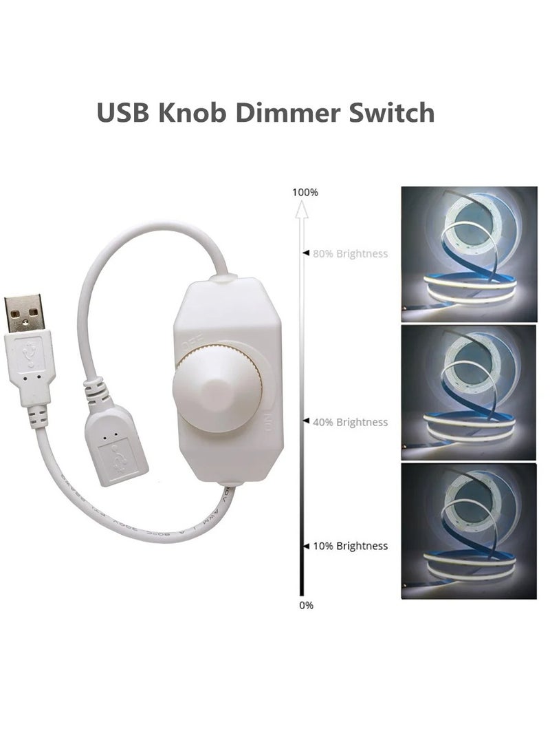 مفتاح تعتيم ضوء شريط LED، موصل تحكم التبديل لضبط السطوع، سلك تمديد USB أنثى إلى ذكر مع وحدة تحكم مفتاح دوار لأضواء شرائط LED، (مقبض USB أسود) - Image 4