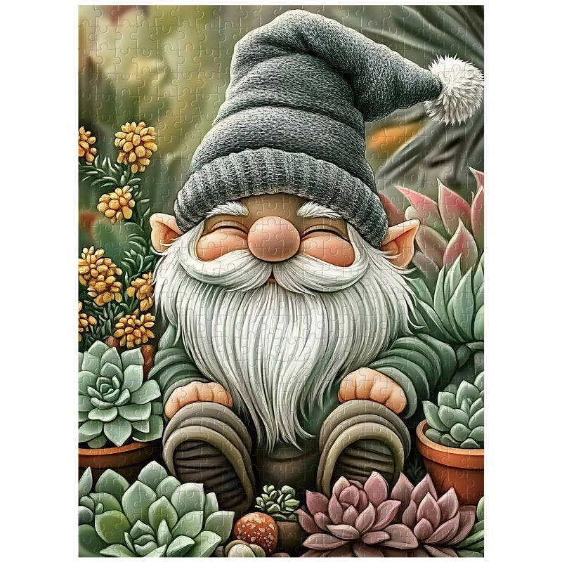 Artinhand Great Jigsaw Puzzles for Adults 500 Pieces Gnome Succulents Wooden Challenging Puzzles Gift for Friends Family Home Decoration Puzzle - Image 3