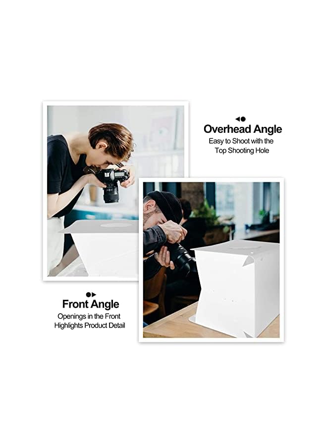 PROMASS Photo Studio Light Box 40×40cm, Portable Photography Shooting Light Tent Kit Professional LED Light Box Studio White Foldable Shooting Softbox with 2 Led Strips70 Led Lights and 4 Backdrops  - Image 4