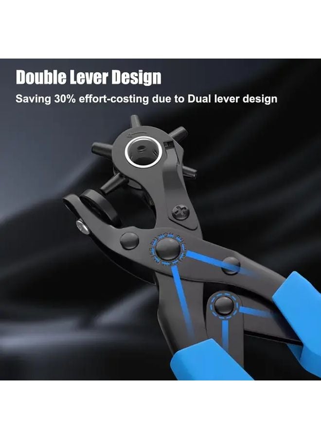Black Heavy Duty Leather Hole Punch Tool Kit With Multi Hole Punch Plates - Image 3