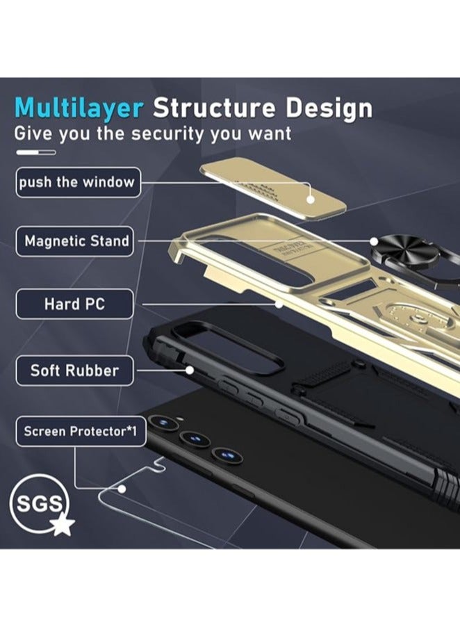 TEAM LUXURY Samsung Galaxy S24Plus Case, Slide Camera Cover, Built in Rotate Ring Kickstand, Heavy Duty Shockproof Protective Case  - Image 5