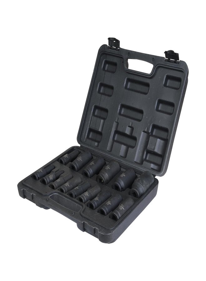 Elephant 1/2 Inch Square Drive Deep Impact Socket Set 6-Point Thin Wall 78 mm Length Set of 15 - Image 1