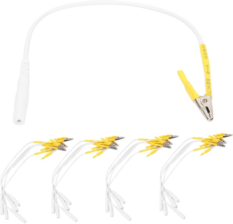 BesCable 20Pcs TENS Wire Cable Clip - Electrode Leadd Wires with Alligator Clips for TENS Unit Physiotherapy Machine (Yellow) - Image 1