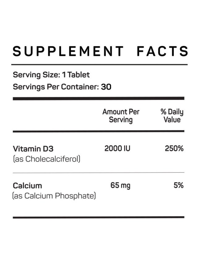 Vitamax فيتامين د3 2000 وحدة دولية أقراص نباتية لصحة العظام والأسنان، عبوة من 30 حبة - Image 2