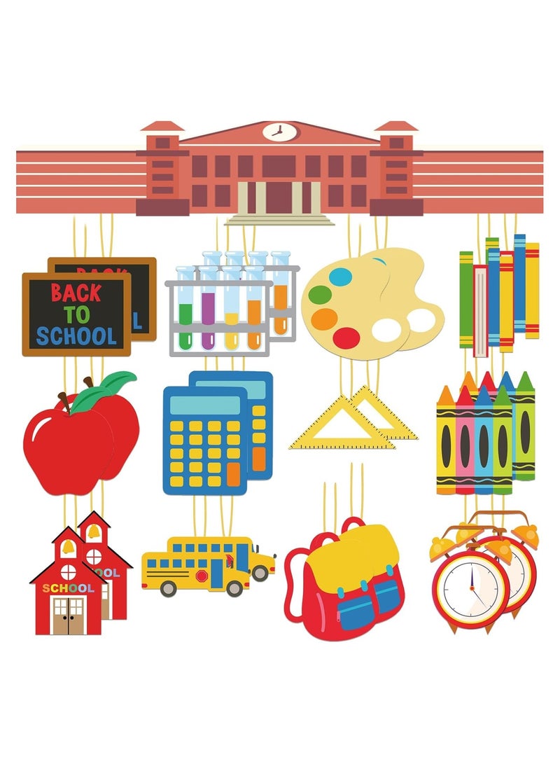 24 Pcs Back to School Wooden Ornament Teacher Appreciation Wooden Ornaments First Day of School Classroom Hanging Decor for Classroom Decoration Party Decorations Supplies (Back to School -2)