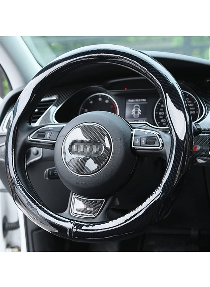 Barakah Steering Wheel Covers Carbon Fiber Universal Fit 15 inch for Men Ergonomics Sport Design Anti-Slip Inner Blue Rubber Carbon Fiber Pattern Auto Steering Wheel Covers Accessories for Men Women - Image 3