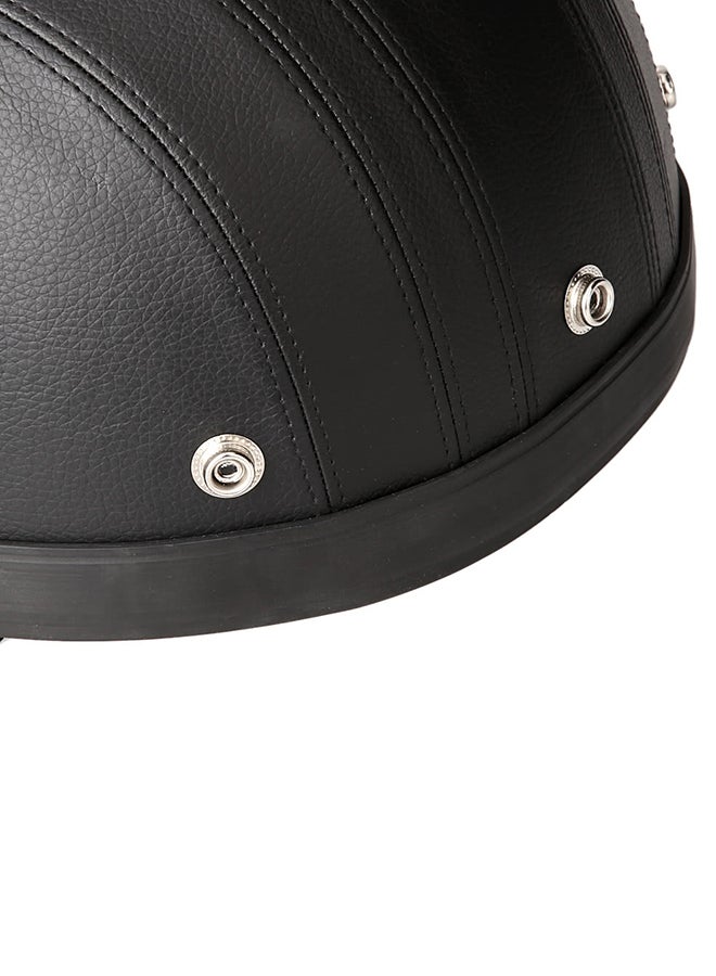 Vintage Style Open Face Leather Helmet With UV Goggles - Image 2