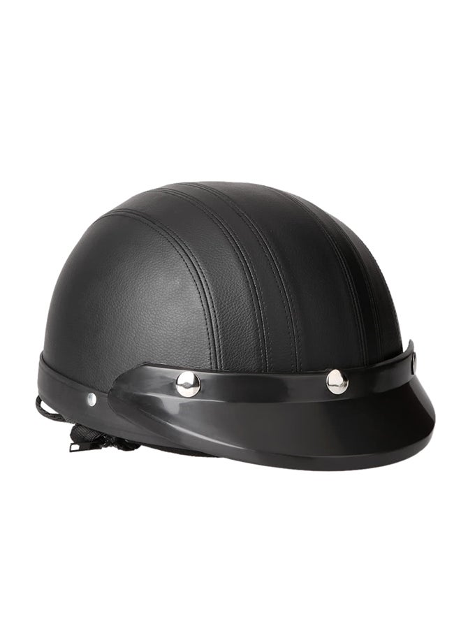 Vintage Style Open Face Leather Helmet With UV Goggles - Image 3