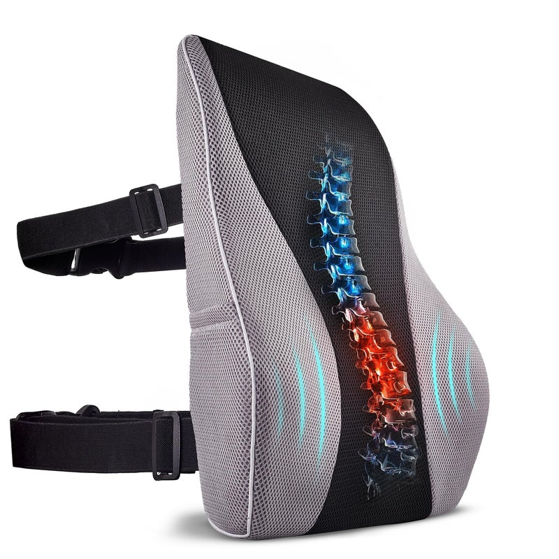 TULARIS Extra Dense Lumbar Pillow with Double Adjustable Straps Ergonomic Lumbar Support Pillow for Office Chair Car Couch Firm Back Support for Lower Back Spine Pain Relief Memory Foam Cushion - Image 2
