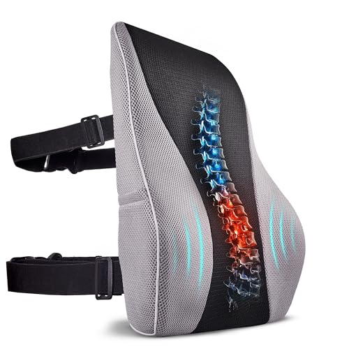 TULARIS Extra Dense Lumbar Pillow with Double Adjustable Straps Ergonomic Lumbar Support Pillow for Office Chair Car Couch Firm Back Support for Lower Back Spine Pain Relief Memory Foam Cushion - Image 1