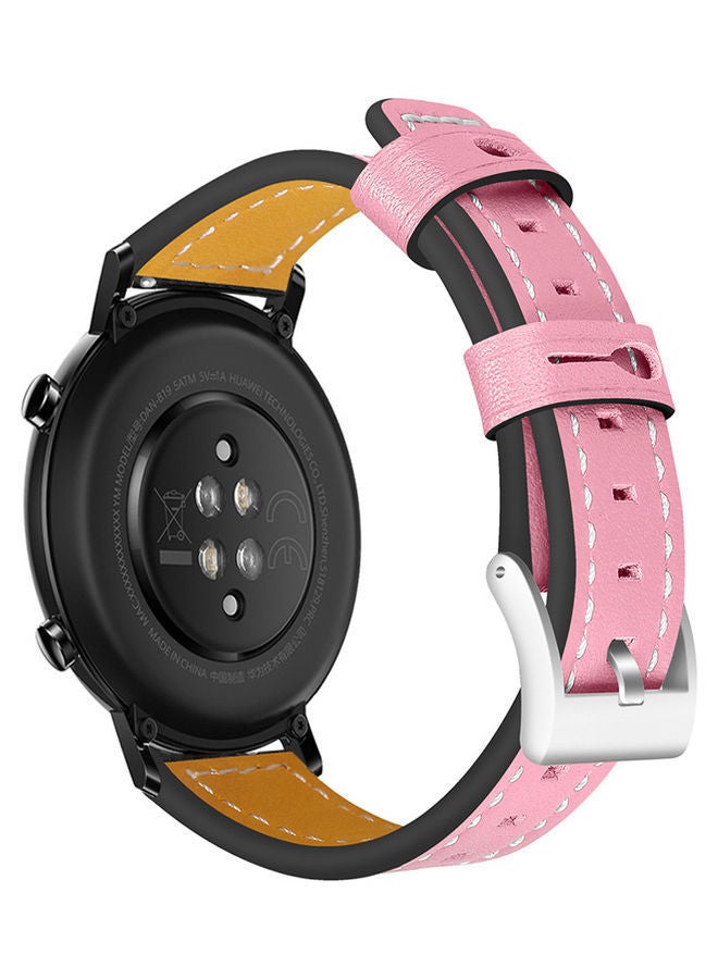 NIBEMINENT Leather Replacement Watch Strap For Huawei Gt 2 42mm / Honor Magic Pink - Image 3
