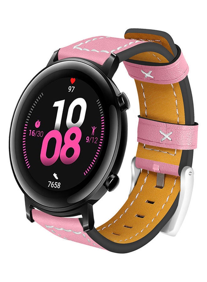 NIBEMINENT Leather Replacement Watch Strap For Huawei Gt 2 42mm / Honor Magic Pink - Image 2