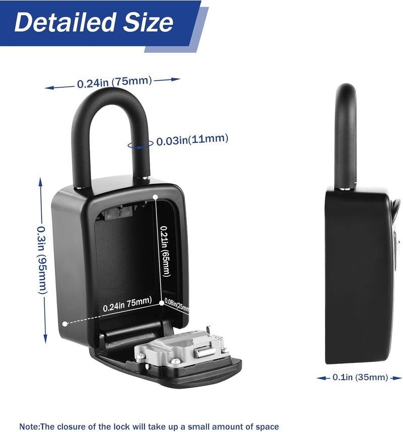Iron Lock ® Key Lock Box Portable with U-Shackle – Small Waterproof Heavy-Duty Metal Safe with 4-Digit Combination for Spare Keys Outside on Door Knob, Fence, or Gate (Black, Small) - Image 3