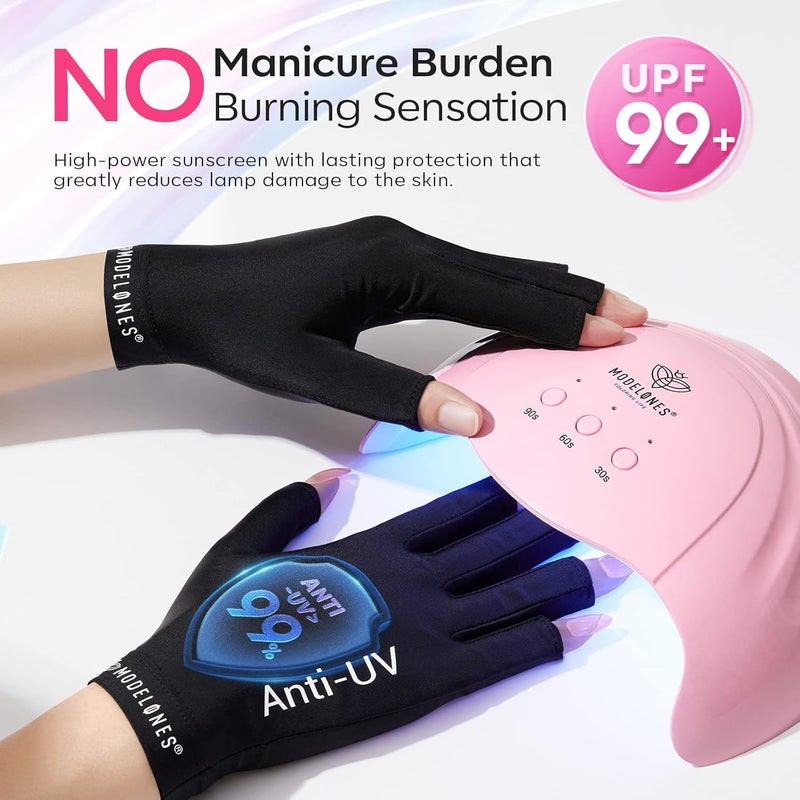 Indoor outdoor use modelones UV Gloves for Nails, Professional UPF99+ UV Protection Gloves for Gel Manicures, Fingerless UV Light Gloves for Gel Nails, Anti UV Gloves for Gel Nail Lamp, Protect Your Skin from UV Harm Bulk storage easy optimized build - Image 4