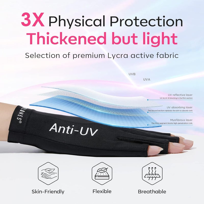 Indoor outdoor use modelones UV Gloves for Nails, Professional UPF99+ UV Protection Gloves for Gel Manicures, Fingerless UV Light Gloves for Gel Nails, Anti UV Gloves for Gel Nail Lamp, Protect Your Skin from UV Harm Bulk storage easy optimized build - Image 3