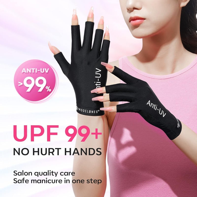 Indoor outdoor use modelones UV Gloves for Nails, Professional UPF99+ UV Protection Gloves for Gel Manicures, Fingerless UV Light Gloves for Gel Nails, Anti UV Gloves for Gel Nail Lamp, Protect Your Skin from UV Harm Bulk storage easy optimized build - Image 2