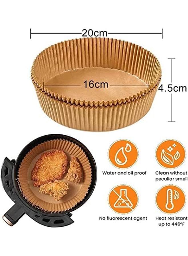 SKY-TOUCH 100Pcs Air Fryer Disposable Paper，Non Stick Parchment Paper For Air Fryer Liners，Round Food Grade Baking Paper For Air Fryer，16Cm 6.3Inch，Brown - Image 2