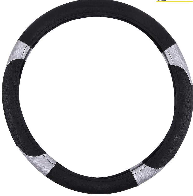MICHELIN iFit Premium Faux Leather Steering Wheel Cover- Black & Grey Stich, DIY - No Tools Required to fit, iFit Technology Stretches to fit Most Steering Wheels - Image 1