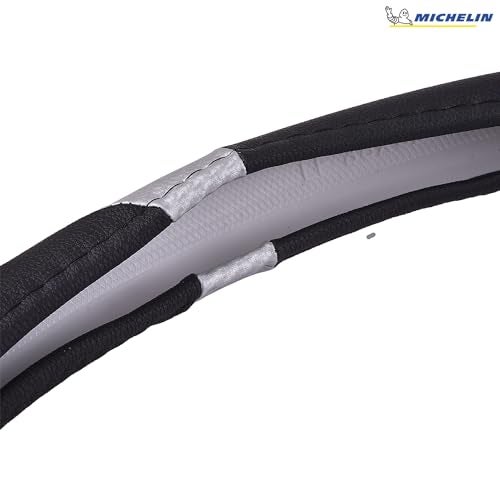MICHELIN iFit Premium Faux Leather Steering Wheel Cover- Black & Grey Stich, DIY - No Tools Required to fit, iFit Technology Stretches to fit Most Steering Wheels - Image 2