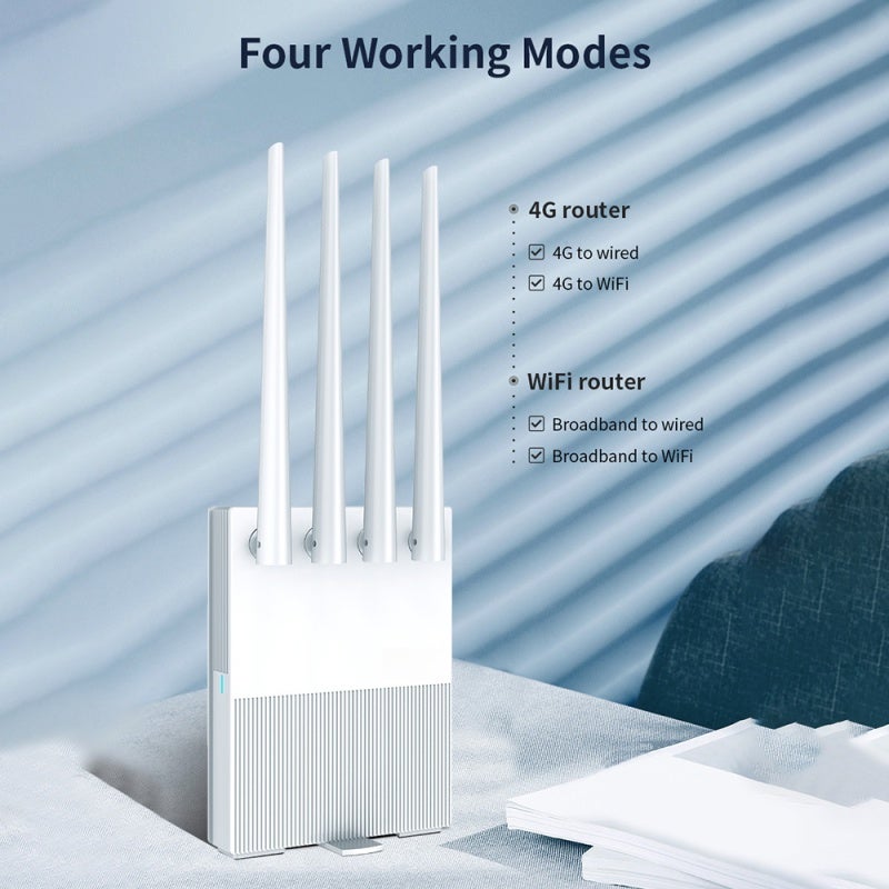 Маршрутизатор WiFi: أبيض، سرعة مجتمعة 300 ميجابت في الثانية، نطاق مزدوج (2.4 جيجاهرتز و4 جيجاهرتز)، تقنية التوجيه الحزبي (Beamforming) - أوضاع نقطة الوصول/المحول، يدعم 32 جهازًا، إعداد سهل للمكتب المنزلي، بث رغم الجودة 4K، ألعاب عبر الإنترنت - Image 3