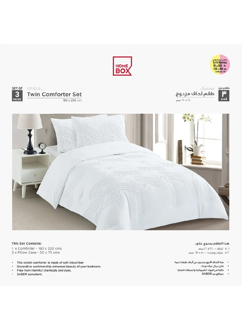 Home Box Spiral Twin 3-Piece Comforter Set 220 x 160 cm