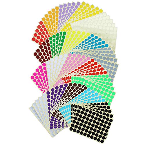 LJY 7000 Count 3/4" Round Dot Stickers Color Coding Labels, 20 Colors, 100 Sheets - Image 1