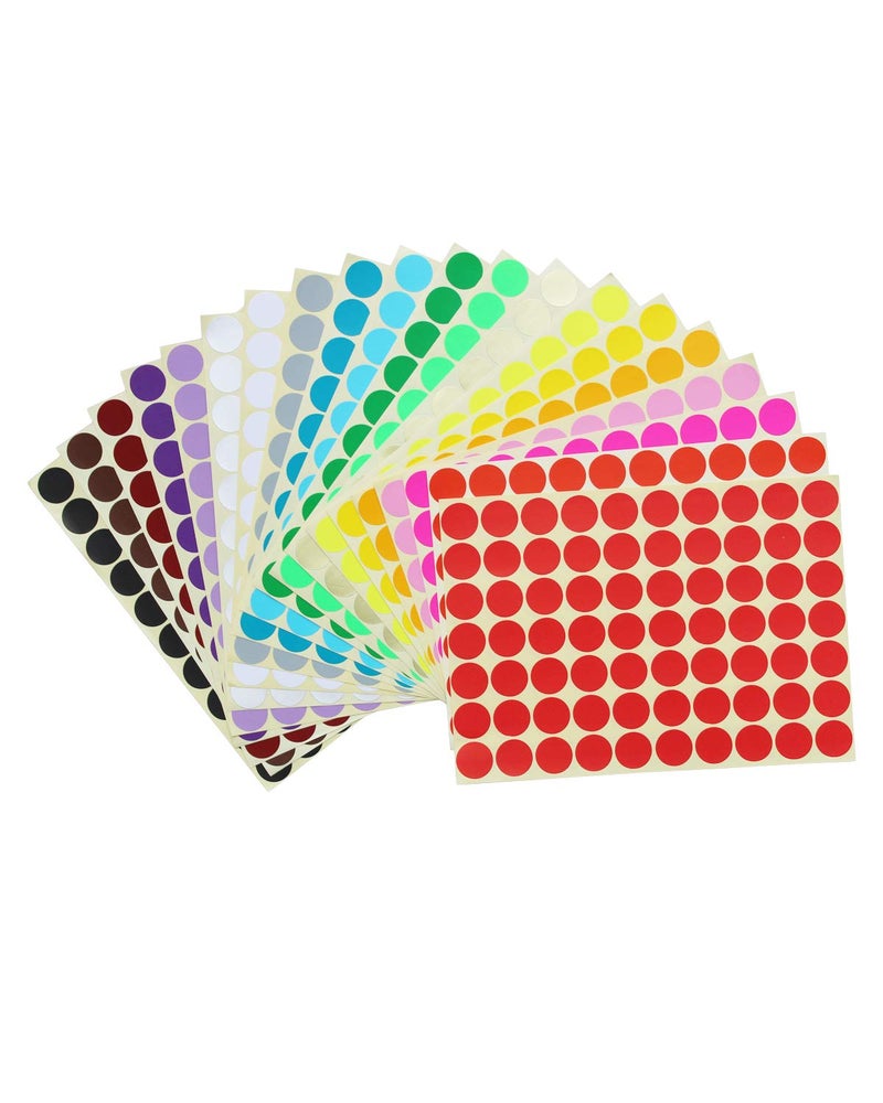 LJY 7000 Count 3/4" Round Dot Stickers Color Coding Labels, 20 Colors, 100 Sheets - Image 2