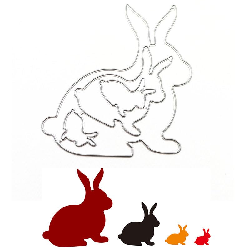 Rabbit Cutting Dies Easter Bunny Metal Craft Dies Embossing Stencil Template for DIY Scrapbooking Card Making Paper Card Album Decoration