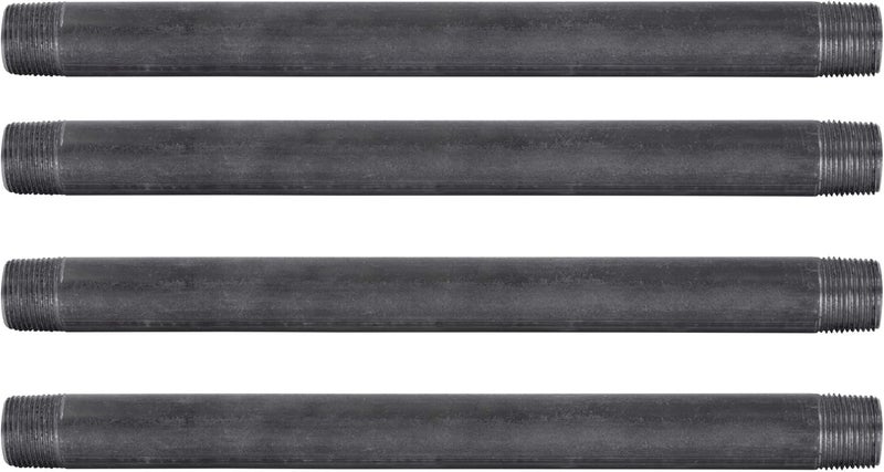 PIPE DECOR 3/4” x 12” Black Steel Plumbing Pipe, Pre Cut, Industrial Steel Grey Fits Standard 3/4 Inch Threaded Black Malleable Iron Fittings, Build Vintage DIY Furniture, 4 Pack - Image 1
