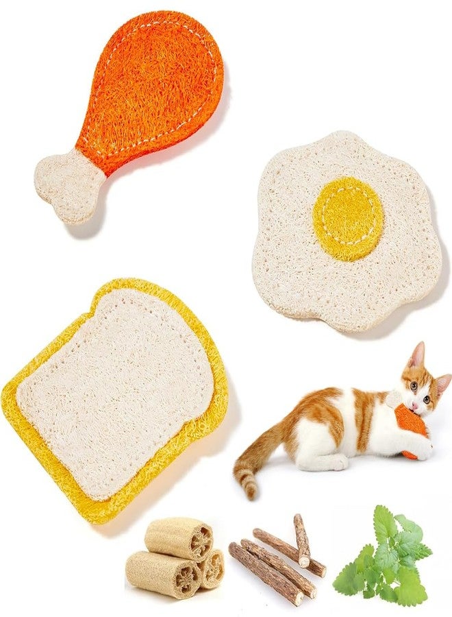 SLAUNT 3PCS Catnip Cat Chewing Toy with Natural Loofah and SilverVine for Kitten Teething Toy,Indoor Interactive Toys for Relieving Stress and Cleaning Teeth,Safe for All Small, Medium and Large Cats - Image 1