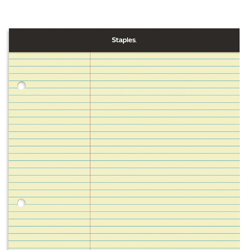 STAPLES 369746 3Hole Double Pad 85Inch X 1175Inch Canary Law Ruled 3Inch Margin Each Office Product - Image 5