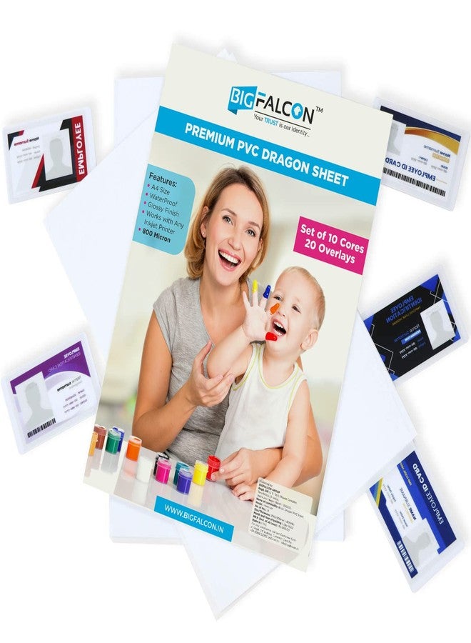 BIGFALCON Premium PVC Lamination Dragon Sheet Set of 10 Cores and 20 Overlays A4 Size 800 Micron for PVC Aadhar, Photos, ID Card - Image 2