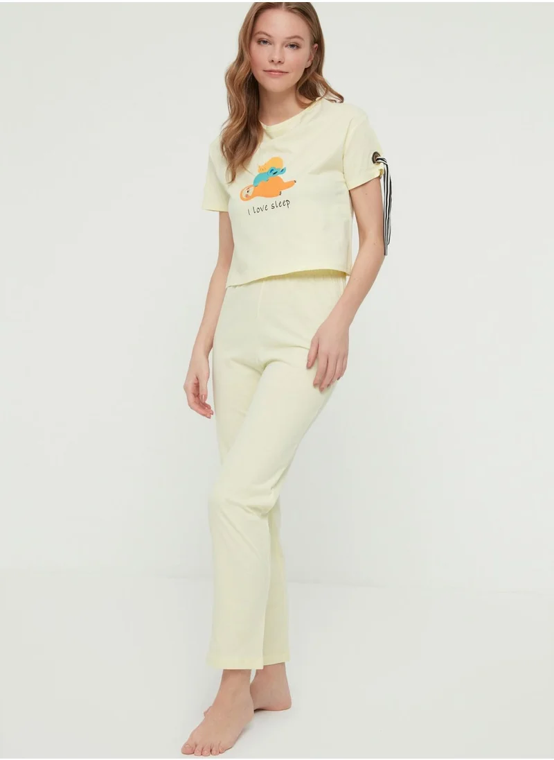 trendyol Printed T-Shirt & Pyjama Set