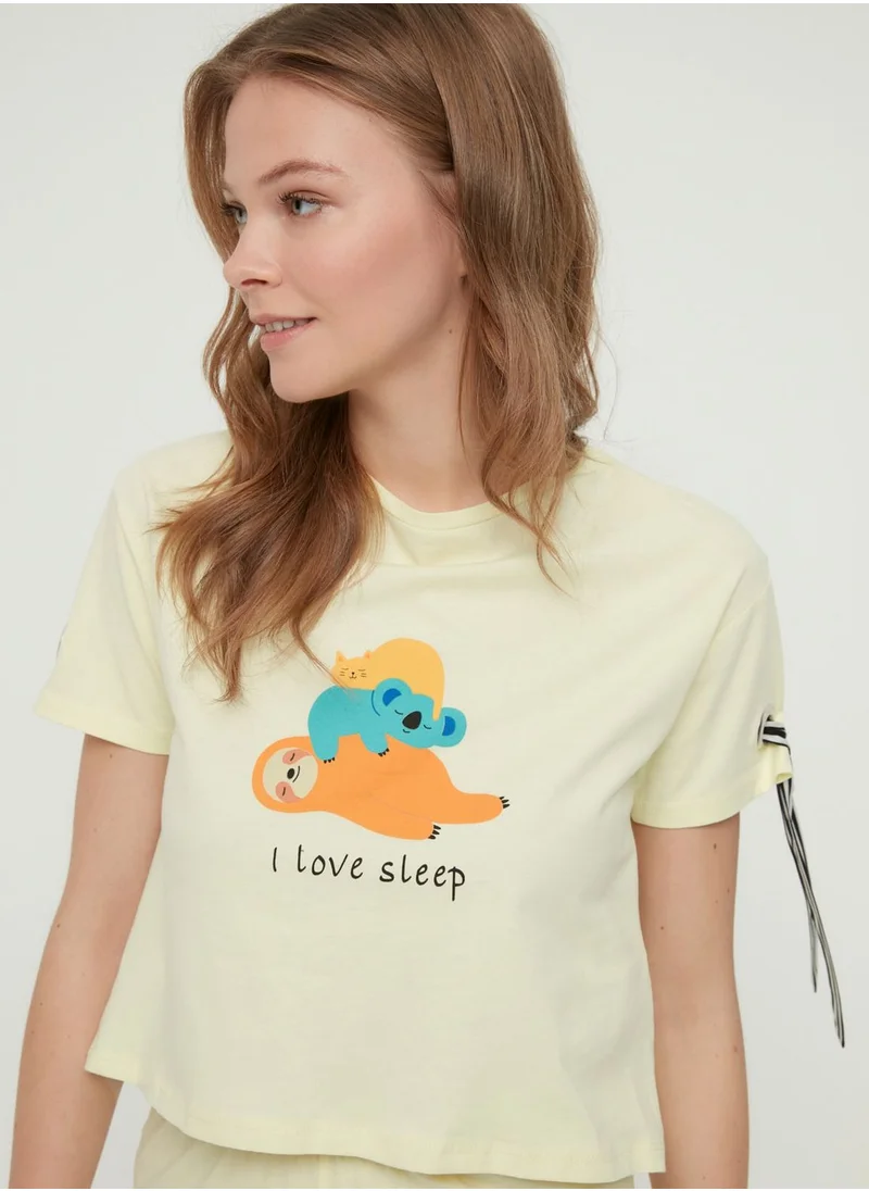 trendyol Printed T-Shirt & Pyjama Set