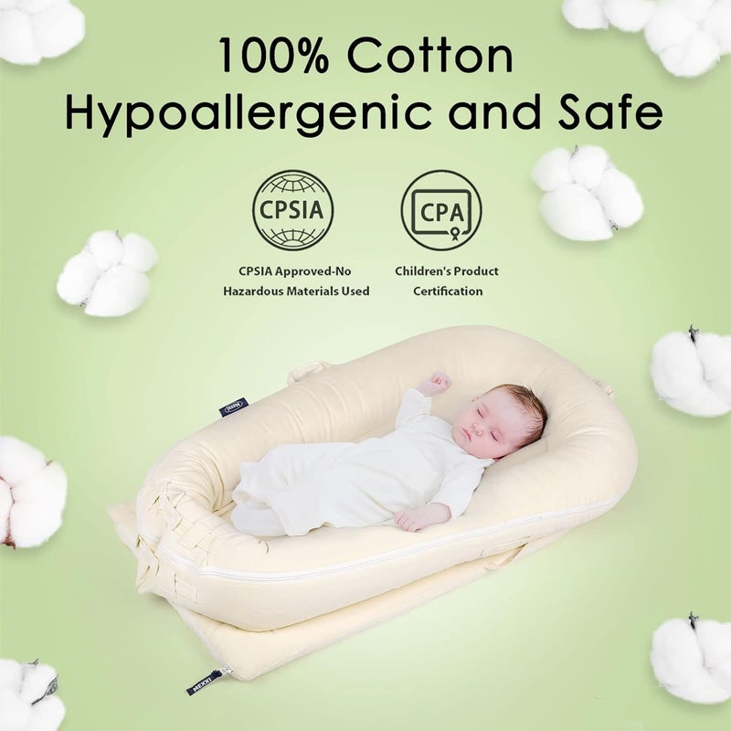 MEXXI Corduroy Baby Nest Cover for Dockatot Deluxe+ Docks | Hypoallergenic Cotton Newbon Lounger Cover (Cover Only) (Beige) - Image 3