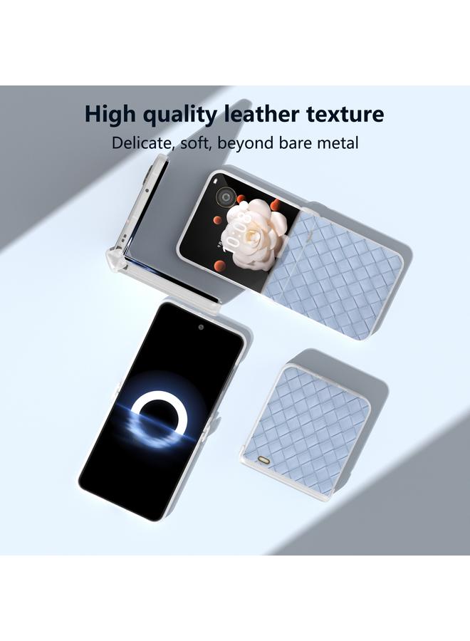 Green Tiger Case For Honor Magic V Flip Three Parts Frosted Translucent Frame Woven Texture PU Phone Case - Image 3