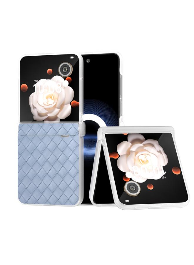 Green Tiger Case For Honor Magic V Flip Three Parts Frosted Translucent Frame Woven Texture PU Phone Case - Image 1